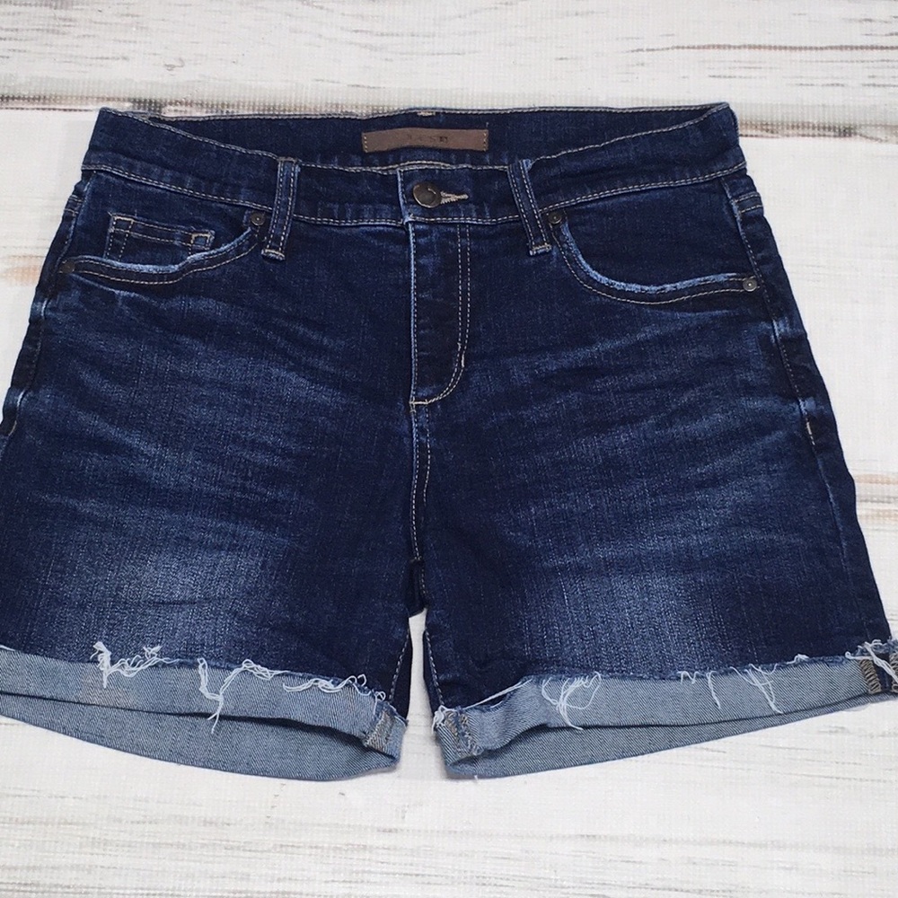 Joe’s Jeans Shorts 25 Denim Distressed Dark Blue Frayed Pockets